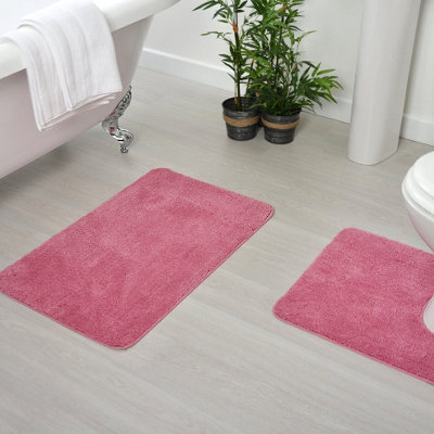 Luxury Microfibre Bath Mat Non-Slip - Rose Pink - 4