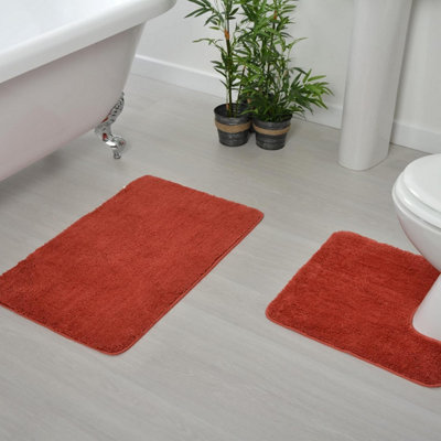 Luxury Microfibre Pedestal Mat Non-Slip - Terracotta - 4