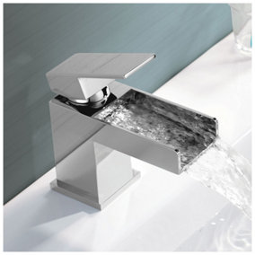 Luxury Modern Waterfall Mini Mono Basin Mixer - Chrome
