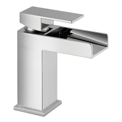 Luxury Modern Waterfall Standard Mono Basin Mixer - Chrome