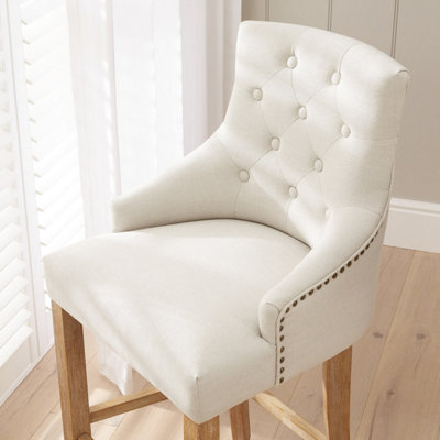 Luxury Natural Fabric Scoop Back Kitchen Counter Bar Stool Limed Oak ...