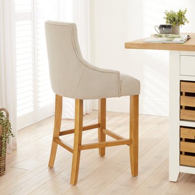 Luxury Natural Oatmeal Fabric Scoop Back Kitchen Counter Bar Stool ...