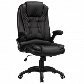 Luxury Office Chair Padded High Back Reclining Faux Leather - Black