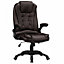 Luxury Office Chair Padded High Back Reclining Faux Leather - Brown