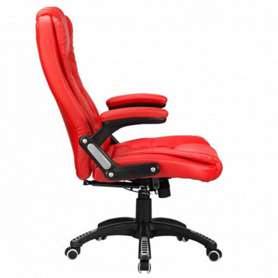 Luxury Office Chair Padded High Back Reclining Faux Leather - Red