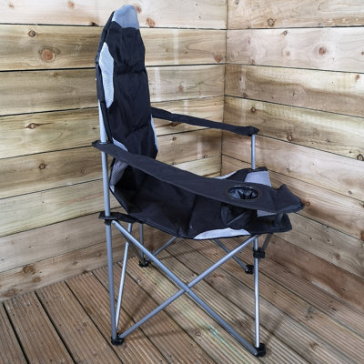 Luxury Padded High Back Folding Outdoor / Camping / Fishing Chair in Black