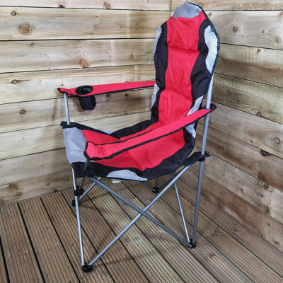 Luxury Padded High Back Folding Outdoor / Camping / Fishing Chair in Red
