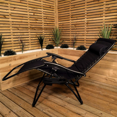 Luxury Padded Multi Position Zero Gravity Garden Relaxer Chair Lounger in All Black