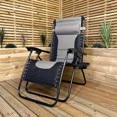 Zero gravity black padded store patio chaise lounger