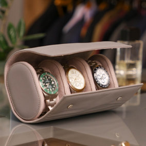 Luxury Pebble Grey 3 Section Watch Storage Box, Unisex Watch Gift Box, Watch Travel Case