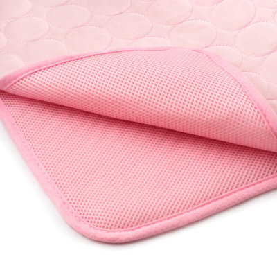 Luxury Pet Dog Cooling Gel Pad Cool Mat Bed Pillow Cushion Mattress Heat Relief - Pink - Small