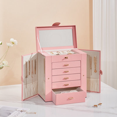 Pink Big Jewelry Organizer Pink Jewelry Organizer Big Mirror