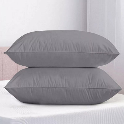 Luxury Plain Pillowcase Bedroom Grey Pillow Cover Pair