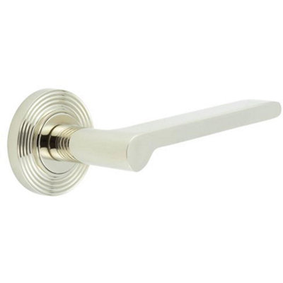 Luxury Polished Nickel Reeded Door Handle for Modern Homes - Solid Brass Interior Handle