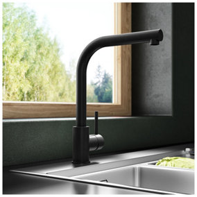 Luxury Pull Out Single Lever Kitchen Sink Mixer Black