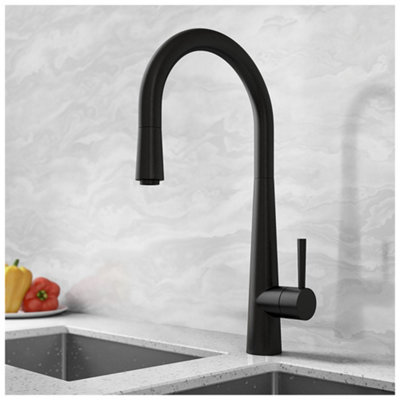 Luxury Pull Out Single Lever Kitchen Sink Mixer Black