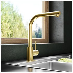 Luxury Pull Out Single Lever Kitchen Sink Mixer Brushed Gold