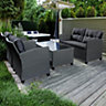 Luxury Rattan Set 4 Piece Charcoal Garden Sofa Set
