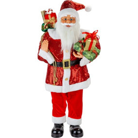 Luxury Red Sequin Father Christmas Figure 90cm