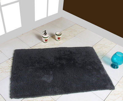 Luxury Reversible Non Slip 100% Cotton Bath Mat Slate 60cm x 90cm - 3