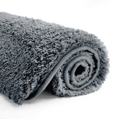 Luxury Reversible Non Slip 100% Cotton Bath Mat Slate 60cm x 90cm - 5