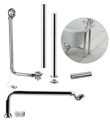 Luxury Roll Top Bath Freestanding Waste Kit Chrome Bath Shrouds + Plug + Trap