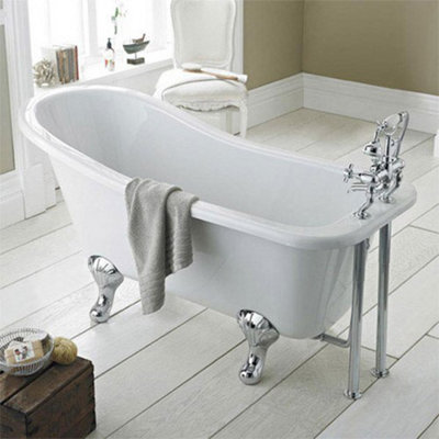 Luxury Roll Top Bath Freestanding Waste Kit Chrome Bath Shrouds + Plug + Trap