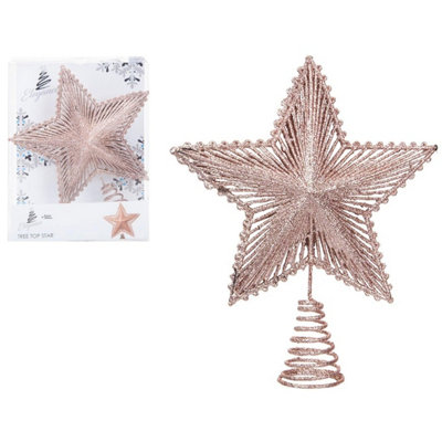 Luxury Rose Gold Glitter Star Tree Topper - 20cm
