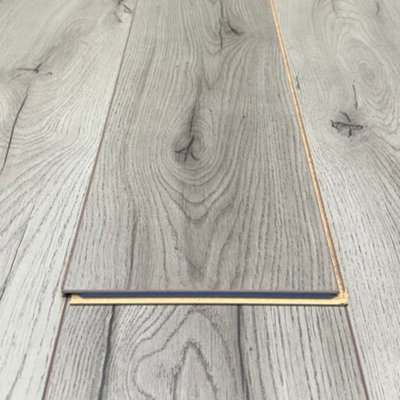 Curated visual reference: Nhs Laminate Flooring Plank Thickness Reference: Luxury Rustic Grey Oak Laminate Flooring 8Mm Thick Click Plank