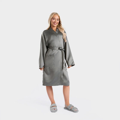 slim fit dress slacks Victoria Silver Grey Long Dressing Gown main image 0