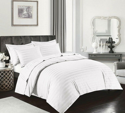 Luxury Satin Stripe Duvet Cover Set Original 400 Thread Count 100% Egyptian Cotton Hotel