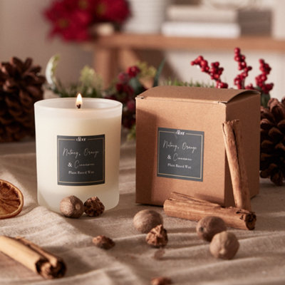 Luxury Scented Candle Nutmeg, Orange & Cinnamon Home Fragrance Christmas Table Candle 20cl