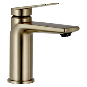 Luxury Sleek Modern Standard Mono Basin Mixer - Brushed Brass