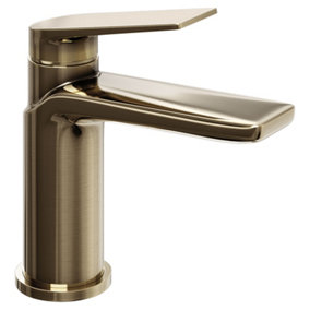 Luxury Sleek Modern Standard Mono Basin Mixer - Brushed Brass