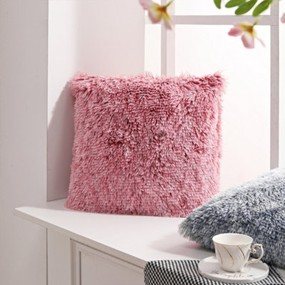 Luxury Soft Faux Fur Cushion Cover Decorative Square Pink Plush Pillow Case Throw Pillow Cover for