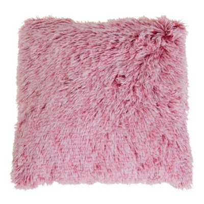 Luxury Soft Faux Fur Cushion Cover Decorative Square Pink Plush Pillow Case Throw Pillow Cover for Couch Sofa Bed 45cm x 45cm