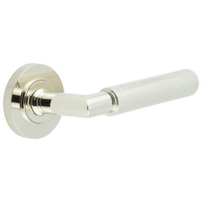 Luxury Solid Brass Door Handle with Polished Nickel Finish - Solid Brass Interior Handle