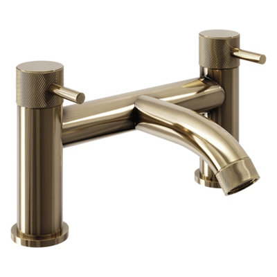 Luxury Solid Brass Round Lever Bath Filler Tap - Brushed Brass | DIY at B&Q
