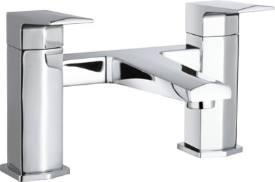 Luxury Square Deck Mounted Bath Filler Tap Chrome