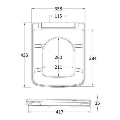 Luxury Square Top Fix Soft Close Toilet Seat - Tapered Edge - White - Balterley