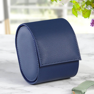 Luxury Steel Blue Rounded Watch Storage Box, Unisex Watch Gift Box ...