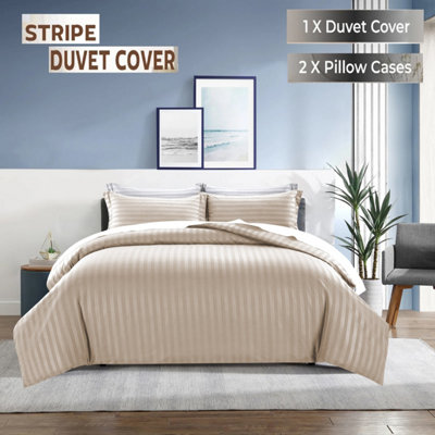Luxury Stripe Duvet Cover Reversible 3-Piece Super Soft Hotel Quality Quilt Cover With Pillowcase Anti Allergic Bedding Set