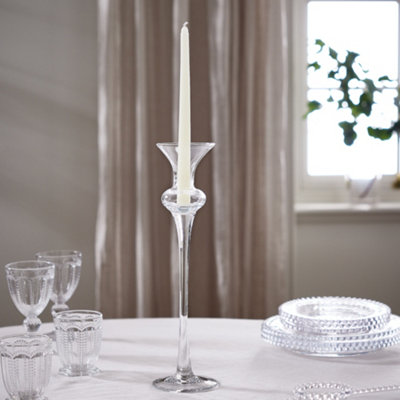 Luxury Style Tall Clear Glass Table Decoration Centerpiece Candle Holder