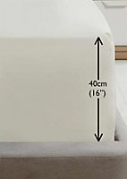 Luxury Super Soft Percale Plain 16" Deep Fitted Sheet Double Cream Fitted Sheet