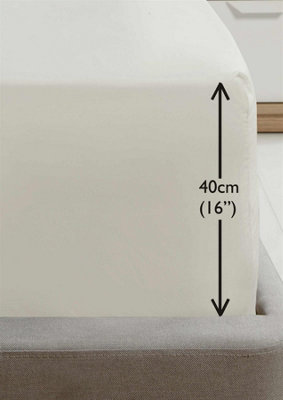 Luxury Super Soft Percale Plain 16" Deep Fitted Sheet Single Cream Fitted Sheet