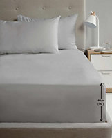 Luxury Super Soft Percale Plain 16" Deep Fitted Sheet Single Grey Fitted Sheet