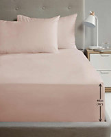 Luxury Super Soft Percale Plain 16" Deep Fitted Sheet Super King Blush Fitted Sheet