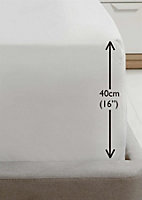 Luxury Super Soft Percale Plain 16" Deep Fitted Sheet Super King White Fitted Sheet