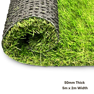 Luxury Super Thick 50mm Artificial Grass High Quality Artificial Astro Turf Lawn - 5m x 2m Width