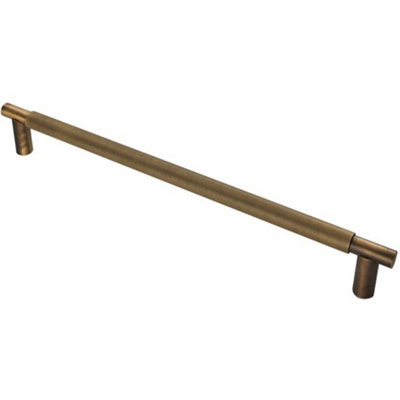 Luxury T Bar Knurled Pull Handle - 450mm Antique Brass - Kitchen Door Cabinet